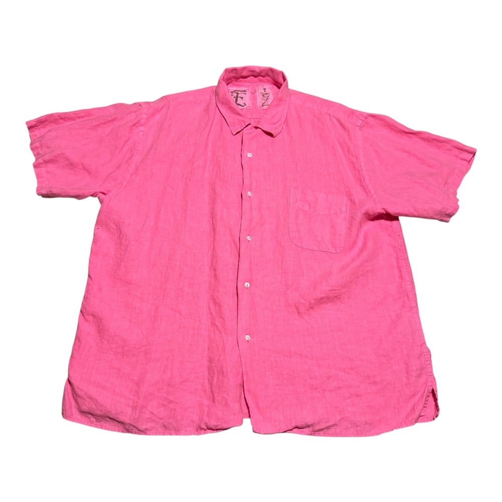 Europann Pink 100% Linen Casual Button Down Shirt Men's‎ 2XL